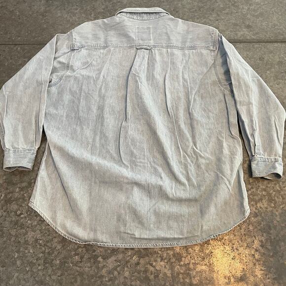 Vintage Western Denim Jean Shirt Womens Medium Pres De Chamonix Dad Grunge 90s - Picture 9 of 13